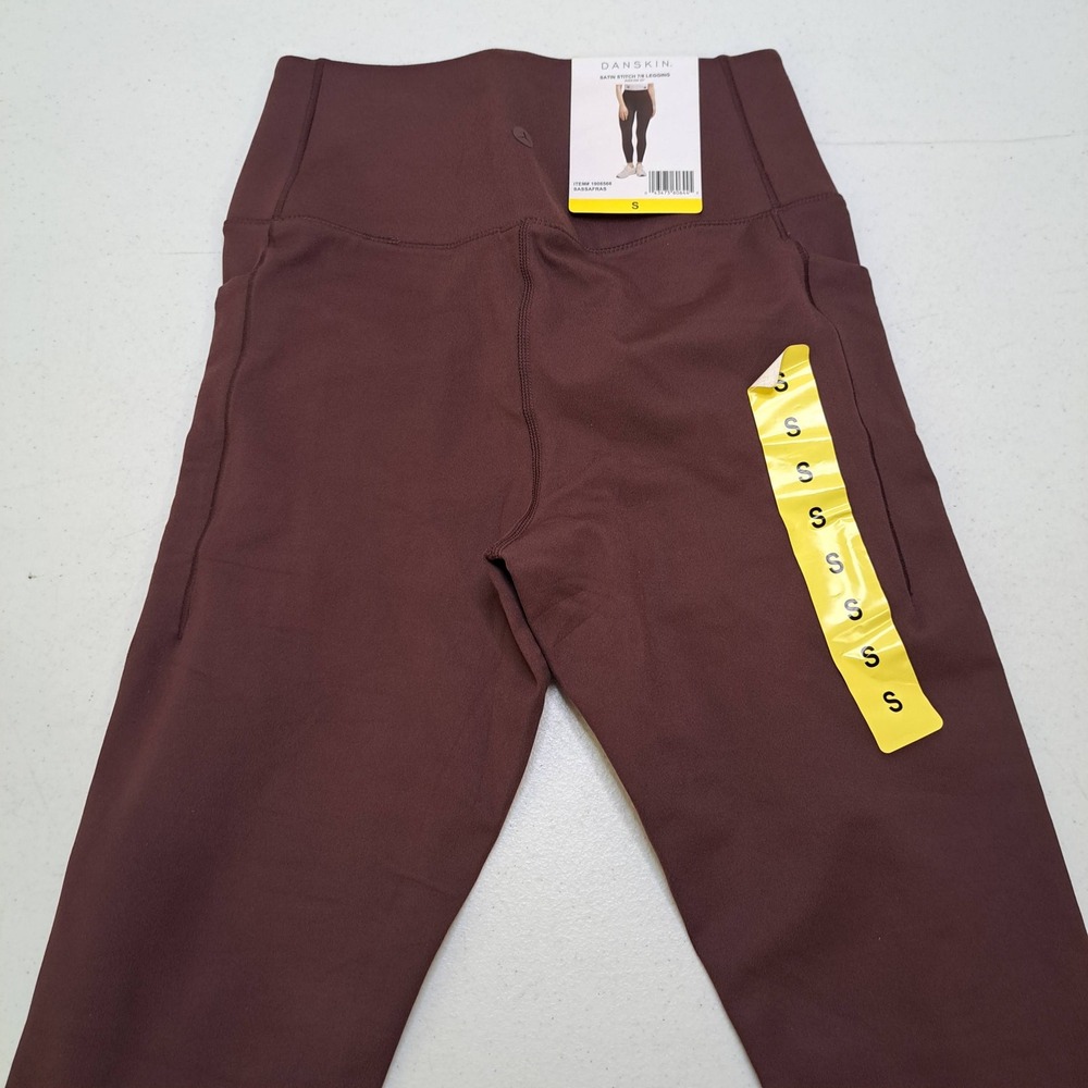 Danskin Womens Leggings S brown NWT Satin Stitch 7/8 1904-182